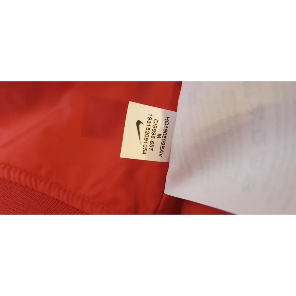 Nike Jacket Mens Medium Red Gold Chain Print Just Do It Swoosh Bomber CI9996-657